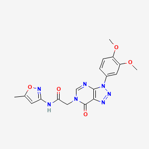 molecular formula C18H17N7O5 B2477866 2-(3-(3,4-dimethoxyphenyl)-7-oxo-3H-[1,2,3]triazolo[4,5-d]pyrimidin-6(7H)-yl)-N-(5-methylisoxazol-3-yl)acetamide CAS No. 893938-24-4