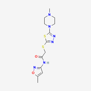 molecular formula C13H18N6O2S2 B2477872 N-(5-methylisoxazol-3-yl)-2-((5-(4-methylpiperazin-1-yl)-1,3,4-thiadiazol-2-yl)thio)acetamide CAS No. 1105220-82-3