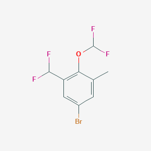 molecular formula C9H7BrF4O B2477876 5-Bromo-2-(difluoromethoxy)-1-(difluoromethyl)-3-methylbenzene CAS No. 2168422-98-6