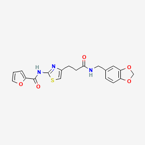 molecular formula C19H17N3O5S B2477880 N-(4-(3-((benzo[d][1,3]dioxol-5-ylmethyl)amino)-3-oxopropyl)thiazol-2-yl)furan-2-carboxamide CAS No. 1021266-30-7