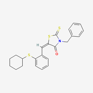 (5E)-3-benzyl-5-[(2-cyclohexylsulfanylphenyl)methylidene]-2-sulfanylidene-1,3-thiazolidin-4-one