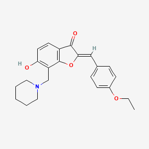molecular formula C23H25NO4 B2477904 2-[(4-Ethoxyphenyl)methylene]-6-hydroxy-7-(piperidylmethyl)benzo[b]furan-3-one CAS No. 869077-39-4