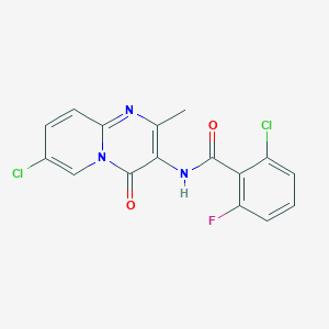 molecular formula C16H10Cl2FN3O2 B2477907 2-chloro-N-(7-chloro-2-methyl-4-oxo-4H-pyrido[1,2-a]pyrimidin-3-yl)-6-fluorobenzamide CAS No. 921111-54-8