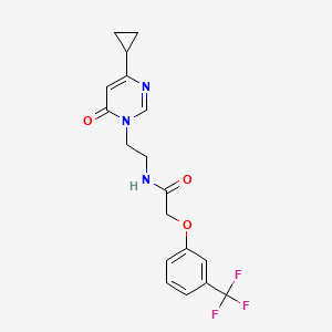 molecular formula C18H18F3N3O3 B2477909 N-(2-(4-cyclopropyl-6-oxopyrimidin-1(6H)-yl)ethyl)-2-(3-(trifluoromethyl)phenoxy)acetamide CAS No. 2034572-19-3