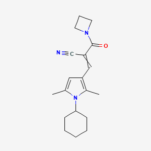 molecular formula C19H25N3O B2477917 2-(azetidine-1-carbonyl)-3-(1-cyclohexyl-2,5-dimethyl-1H-pyrrol-3-yl)prop-2-enenitrile CAS No. 1808721-04-1