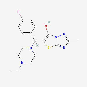 molecular formula C18H22FN5OS B2477962 5-((4-Ethylpiperazin-1-yl)(4-fluorophenyl)methyl)-2-methylthiazolo[3,2-b][1,2,4]triazol-6-ol CAS No. 851810-75-8