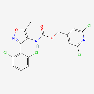 molecular formula C17H11Cl4N3O3 B2477971 (2,6-Dichloropyridin-4-yl)methyl N-[3-(2,6-dichlorophenyl)-5-methylisoxazol-4-yl]carbamate CAS No. 261622-75-7