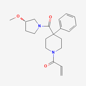 molecular formula C20H26N2O3 B2477976 1-[4-[(3S)-3-Methoxypyrrolidine-1-carbonyl]-4-phenylpiperidin-1-yl]prop-2-en-1-one CAS No. 2197599-42-9