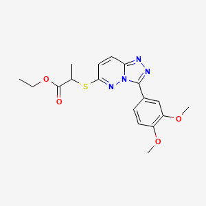molecular formula C18H20N4O4S B2477986 Ethyl 2-((3-(3,4-dimethoxyphenyl)-[1,2,4]triazolo[4,3-b]pyridazin-6-yl)thio)propanoate CAS No. 721964-56-3