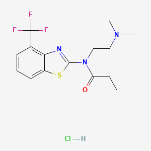 molecular formula C15H19ClF3N3OS B2477991 N-(2-(dimethylamino)ethyl)-N-(4-(trifluoromethyl)benzo[d]thiazol-2-yl)propionamide hydrochloride CAS No. 1396784-05-6