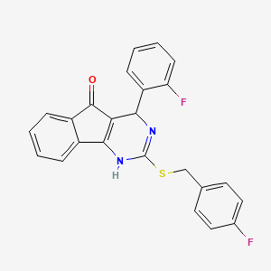 molecular formula C24H16F2N2OS B2477994 2-[(4-fluorobenzyl)sulfanyl]-4-(2-fluorophenyl)-1,4-dihydro-5H-indeno[1,2-d]pyrimidin-5-one CAS No. 861209-27-0