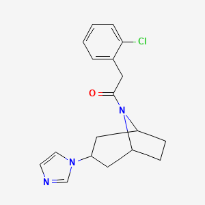 molecular formula C18H20ClN3O B2477997 1-((1R,5S)-3-(1H-imidazol-1-yl)-8-azabicyclo[3.2.1]octan-8-yl)-2-(2-chlorophenyl)ethan-1-one CAS No. 2320663-59-8