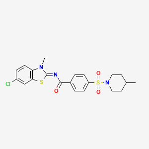 N-(6-chloro-3-methyl-1,3-benzothiazol-2-ylidene)-4-(4-methylpiperidin-1-yl)sulfonylbenzamide