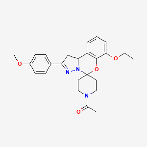 molecular formula C25H29N3O4 B2478029 1-(7-エトキシ-2-(4-メトキシフェニル)-1,10b-ジヒドロスピロ[ベンゾ[e]ピラゾロ[1,5-c][1,3]オキサジン-5,4'-ピペリジン]-1'-イル)エタノン CAS No. 899727-86-7