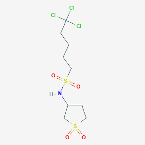 molecular formula C9H16Cl3NO4S2 B2478036 5,5,5-trichloro-N-(1,1-dioxidotetrahydrothiophen-3-yl)pentane-1-sulfonamide CAS No. 326908-96-7