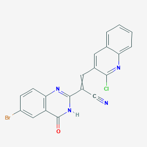 molecular formula C20H10BrClN4O B2478041 2-(6-Bromo-4-oxo-3,4-dihydroquinazolin-2-yl)-3-(2-chloroquinolin-3-yl)prop-2-enenitrile CAS No. 380390-46-5
