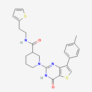 molecular formula C25H26N4O2S2 B2478052 1-[7-(4-methylphenyl)-4-oxo-3,4-dihydrothieno[3,2-d]pyrimidin-2-yl]-N-[2-(2-thienyl)ethyl]piperidine-3-carboxamide CAS No. 1251682-01-5