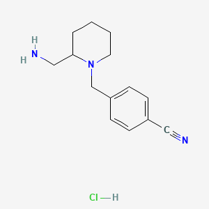molecular formula C14H20ClN3 B2478056 4-((2-(Aminomethyl)piperidin-1-yl)methyl)benzonitrile hydrochloride CAS No. 1353954-43-4