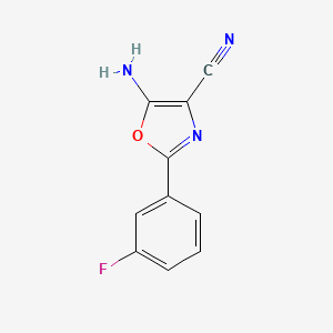 molecular formula C10H6FN3O B2478063 5-Amino-2-(3-fluorophenyl)-1,3-oxazole-4-carbonitrile CAS No. 1501064-61-4