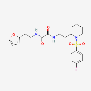 molecular formula C21H26FN3O5S B2478083 N1-(2-(1-((4-fluorophenyl)sulfonyl)piperidin-2-yl)ethyl)-N2-(2-(furan-2-yl)ethyl)oxalamide CAS No. 898415-32-2