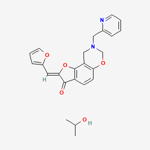 molecular formula C24H24N2O5 B2478084 (2Z)-2-(Furan-2-ylmethylidene)-8-(pyridin-2-ylmethyl)-7,9-dihydrofuro[2,3-f][1,3]benzoxazin-3-one;propan-2-ol CAS No. 1351664-59-9