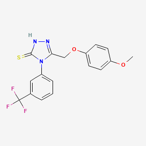 molecular formula C17H14F3N3O2S B2478090 5-(4-methoxyphenoxymethyl)-4-[3-(trifluoromethyl)phenyl]-4H-1,2,4-triazole-3-thiol CAS No. 722465-42-1