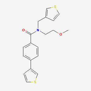 N-(2-methoxyethyl)-4-(thiophen-3-yl)-N-(thiophen-3-ylmethyl)benzamide