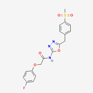 molecular formula C18H16FN3O5S B2478097 2-(4-fluorophenoxy)-N-(5-(4-(methylsulfonyl)benzyl)-1,3,4-oxadiazol-2-yl)acetamide CAS No. 1172417-46-7