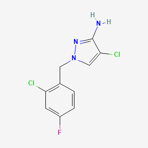 molecular formula C10H8Cl2FN3 B2478098 4-氯-1-(2-氯-4-氟苄基)-1H-吡唑-3-胺 CAS No. 956395-96-3