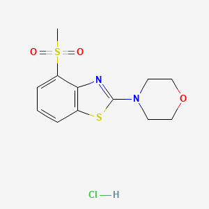 molecular formula C12H15ClN2O3S2 B2478104 4-(4-(Methylsulfonyl)benzo[d]thiazol-2-yl)morpholine hydrochloride CAS No. 1216588-48-5