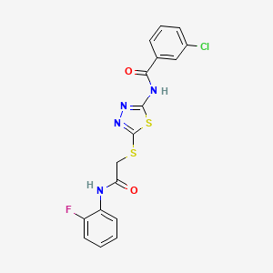molecular formula C17H12ClFN4O2S2 B2478141 3-chloro-N-[5-[2-(2-fluoroanilino)-2-oxoethyl]sulfanyl-1,3,4-thiadiazol-2-yl]benzamide CAS No. 392298-48-5