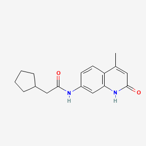 2-cyclopentyl-N-(4-methyl-2-oxo-1H-quinolin-7-yl)acetamide