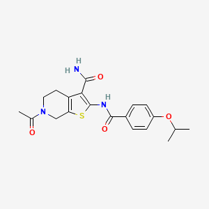 molecular formula C20H23N3O4S B2478163 6-Acetyl-2-(4-isopropoxybenzamido)-4,5,6,7-tetrahydrothieno[2,3-c]pyridine-3-carboxamide CAS No. 896680-04-9