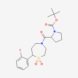 Tert-butyl 2-(7-(2-fluorophenyl)-1,1-dioxido-1,4-thiazepane-4-carbonyl)pyrrolidine-1-carboxylate