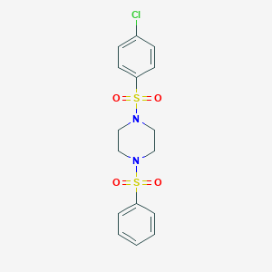 molecular formula C16H17ClN2O4S2 B247818 1-[(4-Chlorophenyl)sulfonyl]-4-(phenylsulfonyl)piperazine 