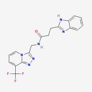 molecular formula C18H15F3N6O B2478190 3-(1H-苯并[d]咪唑-2-基)-N-((8-(三氟甲基)-[1,2,4]三唑并[4,3-a]吡啶-3-基)甲基)丙酰胺 CAS No. 2034601-58-4