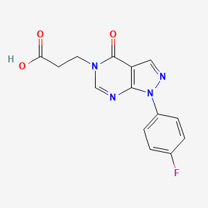 molecular formula C14H11FN4O3 B2478194 3-[1-(4-Fluorophenyl)-4-oxopyrazolo[3,4-d]pyrimidin-5-yl]propanoic acid CAS No. 1105196-67-5