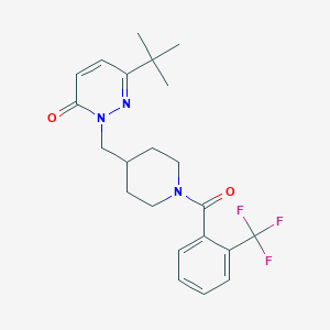 molecular formula C22H26F3N3O2 B2478200 6-Tert-butyl-2-({1-[2-(trifluoromethyl)benzoyl]piperidin-4-yl}methyl)-2,3-dihydropyridazin-3-one CAS No. 2097889-47-7