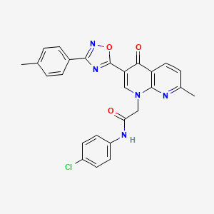 molecular formula C26H20ClN5O3 B2478209 2-ethyl-3-[4-methoxy-3-(piperidin-1-ylsulfonyl)phenyl]-6,7-dihydro-4H-pyrazolo[1,5-a][1,3]diazepine-5,8-dione CAS No. 1032002-11-1