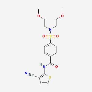 molecular formula C18H21N3O5S2 B2478214 4-[bis(2-methoxyethyl)sulfamoyl]-N-(3-cyanothiophen-2-yl)benzamide CAS No. 865546-27-6