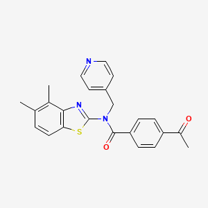 molecular formula C24H21N3O2S B2478245 4-acetyl-N-(4,5-dimethylbenzo[d]thiazol-2-yl)-N-(pyridin-4-ylmethyl)benzamide CAS No. 923146-70-7