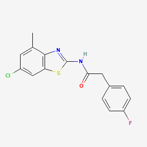 molecular formula C16H12ClFN2OS B2478251 N-(6-氯-4-甲基苯并[d]噻唑-2-基)-2-(4-氟苯基)乙酰胺 CAS No. 900000-80-8