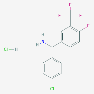 molecular formula C14H11Cl2F4N B2478255 (4-Chlorophenyl)-[4-fluoro-3-(trifluoromethyl)phenyl]methanamine;hydrochloride CAS No. 2243509-22-8