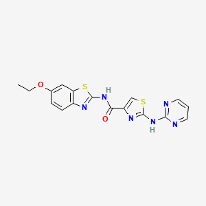 molecular formula C17H14N6O2S2 B2478265 N-(6-ethoxybenzo[d]thiazol-2-yl)-2-(pyrimidin-2-ylamino)thiazole-4-carboxamide CAS No. 1251576-01-8