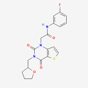 2-[2,4-Dioxo-3-(oxolan-2-ylmethyl)thieno[3,2-d]pyrimidin-1-yl]-N-(3-fluorophenyl)acetamide