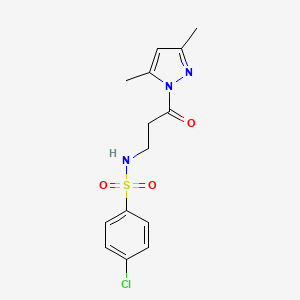 4-chloro-N-[3-(3,5-dimethylpyrazol-1-yl)-3-oxopropyl]benzenesulfonamide