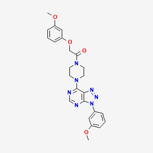 molecular formula C24H25N7O4 B2478284 2-(3-methoxyphenoxy)-1-(4-(3-(3-methoxyphenyl)-3H-[1,2,3]triazolo[4,5-d]pyrimidin-7-yl)piperazin-1-yl)ethanone CAS No. 920184-77-6