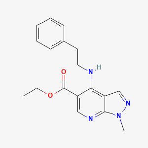 molecular formula C18H20N4O2 B2478297 ethyl 1-methyl-4-(phenethylamino)-1H-pyrazolo[3,4-b]pyridine-5-carboxylate CAS No. 160034-52-6