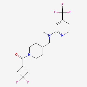 molecular formula C18H22F5N3O B2478298 (3,3-Difluorocyclobutyl)-[4-[[methyl-[4-(trifluoromethyl)pyridin-2-yl]amino]methyl]piperidin-1-yl]methanone CAS No. 2415453-49-3