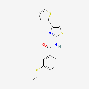 molecular formula C16H14N2OS3 B2478302 3-(乙硫基)-N-(4-(噻吩-2-基)噻唑-2-基)苯甲酰胺 CAS No. 922644-37-9